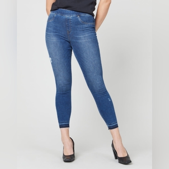 Distressed Ankle Skinny Jeans, Medium Wash $128 - Picture 5 of 15